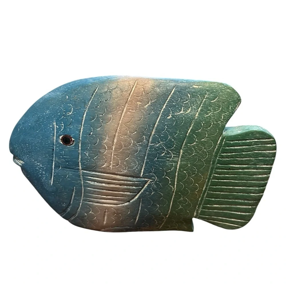 Handcrafted Blue and Pink Fish Decor Set of 3